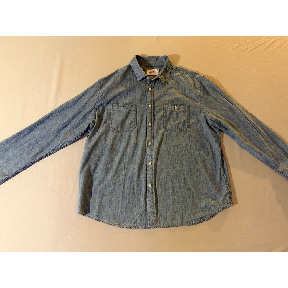 Goodfellow & Co Mens XL Blue Chambray Button Down Long Sleeve Cotton Shirt